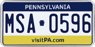 PA license plate MSA0596