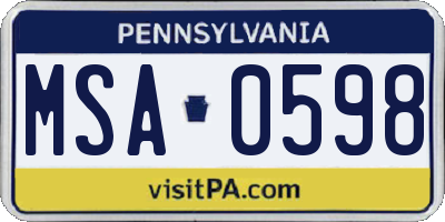 PA license plate MSA0598