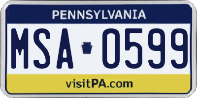 PA license plate MSA0599