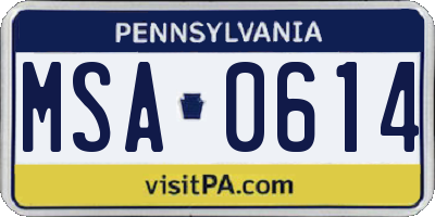 PA license plate MSA0614