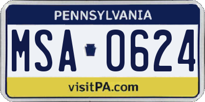 PA license plate MSA0624