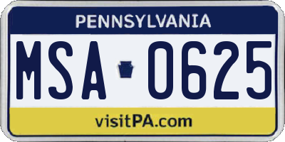 PA license plate MSA0625