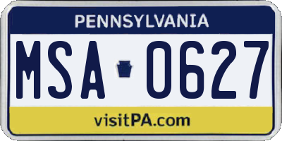 PA license plate MSA0627