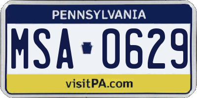 PA license plate MSA0629