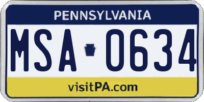 PA license plate MSA0634