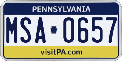 PA license plate MSA0657