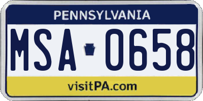 PA license plate MSA0658