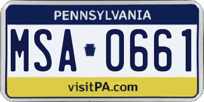 PA license plate MSA0661