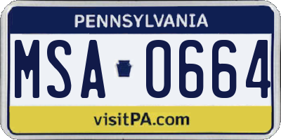 PA license plate MSA0664