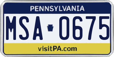 PA license plate MSA0675
