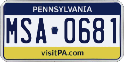 PA license plate MSA0681