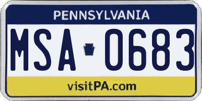 PA license plate MSA0683