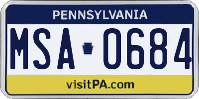 PA license plate MSA0684
