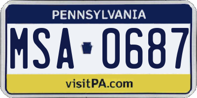 PA license plate MSA0687