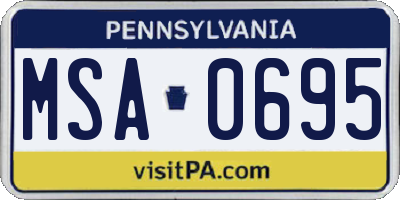 PA license plate MSA0695