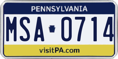 PA license plate MSA0714