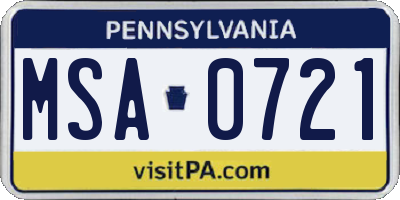 PA license plate MSA0721