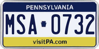 PA license plate MSA0732