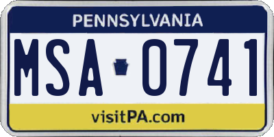 PA license plate MSA0741