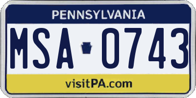 PA license plate MSA0743