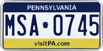 PA license plate MSA0745