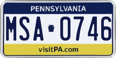 PA license plate MSA0746
