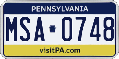 PA license plate MSA0748