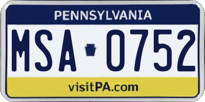 PA license plate MSA0752