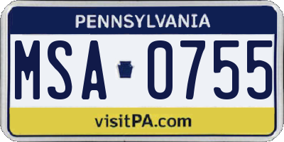 PA license plate MSA0755