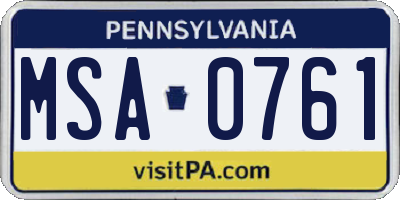 PA license plate MSA0761