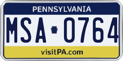 PA license plate MSA0764