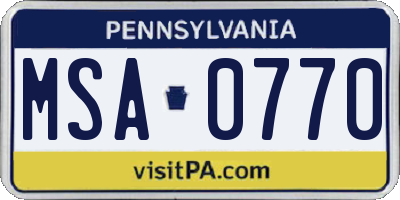 PA license plate MSA0770