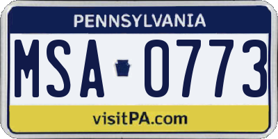 PA license plate MSA0773
