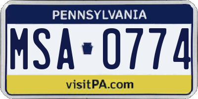 PA license plate MSA0774