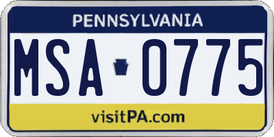 PA license plate MSA0775