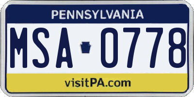 PA license plate MSA0778