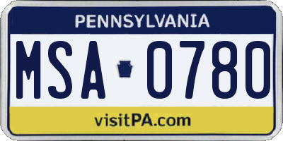 PA license plate MSA0780