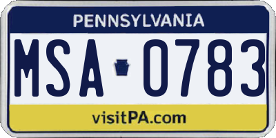 PA license plate MSA0783