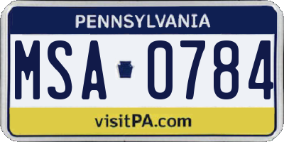 PA license plate MSA0784