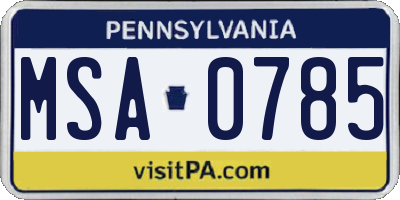 PA license plate MSA0785
