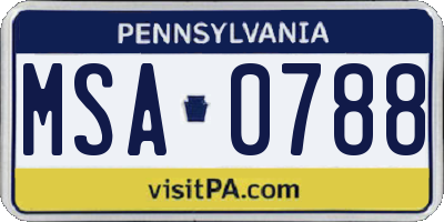 PA license plate MSA0788
