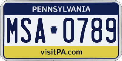 PA license plate MSA0789