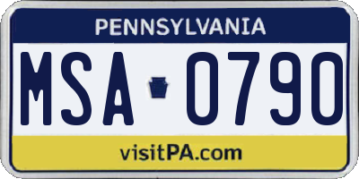 PA license plate MSA0790