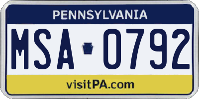 PA license plate MSA0792