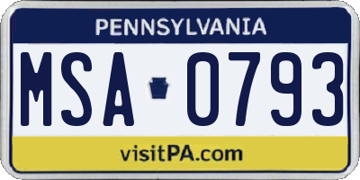 PA license plate MSA0793