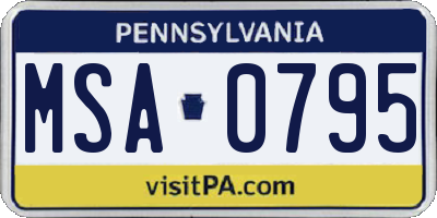 PA license plate MSA0795