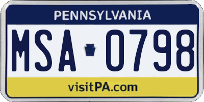 PA license plate MSA0798