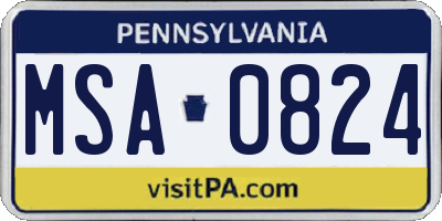PA license plate MSA0824