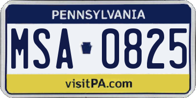PA license plate MSA0825