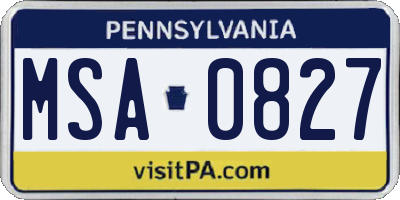 PA license plate MSA0827